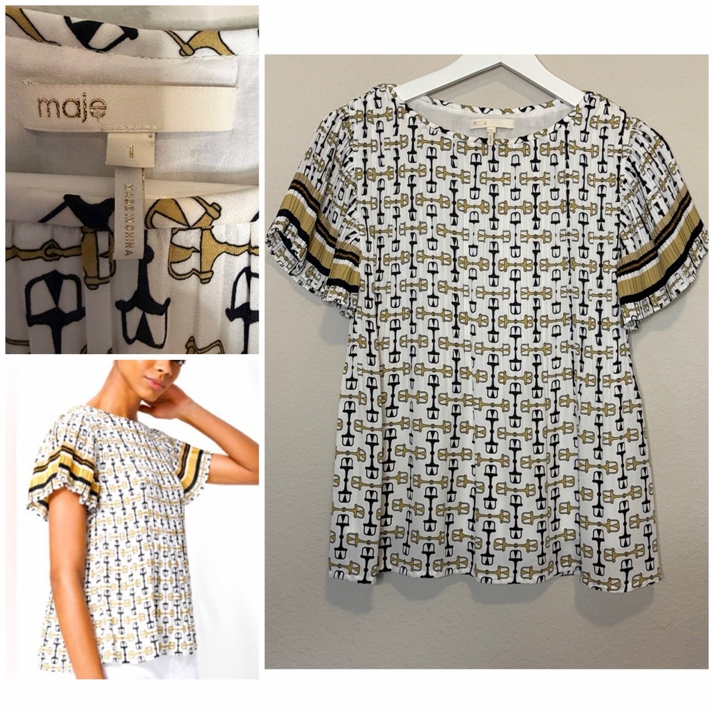 Maje Lolina horsebit pleated blouse